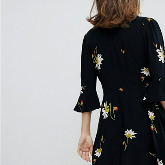 FREE PEOPLE TIME ON MY SIDE FLORAL WRAP MINI DRESS, BLACK, SIZE XS (NWT) - Picture 3 of 8